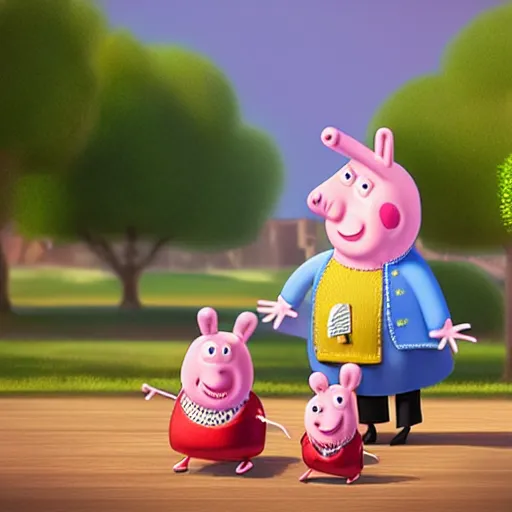 Image similar to blender 3 d rendition, peppa pig, carlos ortega elizalde, derek spears, rayn, daniel bel, ahmad merheb, tomstrzal