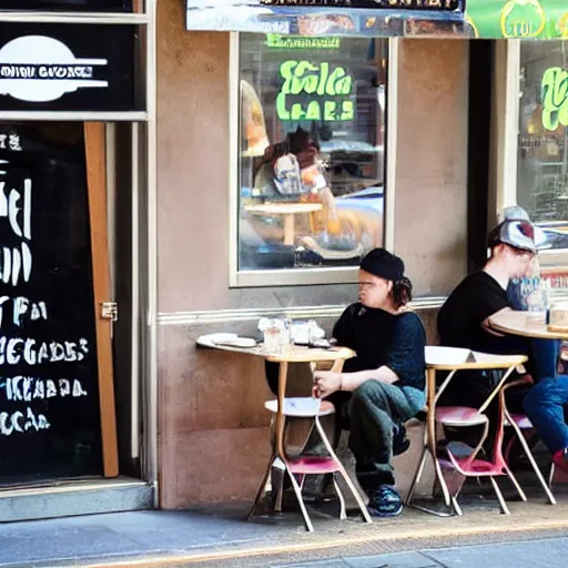 Image similar to legal cannabis is served in a busy australian cafe cbd street photography