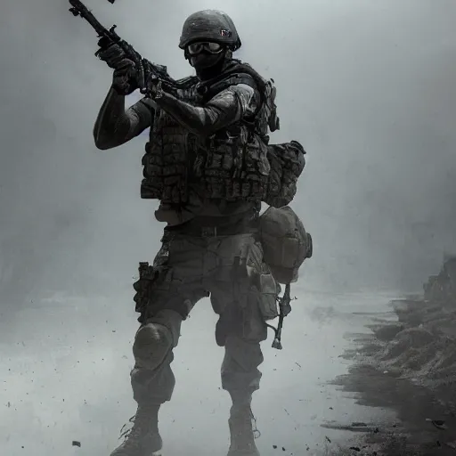 Image similar to Dying Mercenary Special Forces soldier in grey uniform with black armored vest crawling to shelter on the island of Tanoa 2020, combat photography by Feng Zhu, highly detailed, excellent composition, cinematic concept art, dramatic lighting, trending on ArtStation