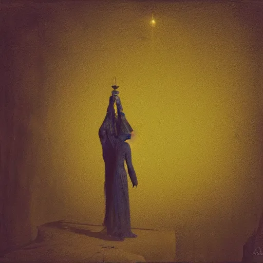 Prompt: A iranian thaumaturge, by Yves Klein, John Harris, Vignette, Trending On Quixel, Lantern, Post processing effects, 2.5-Dimension