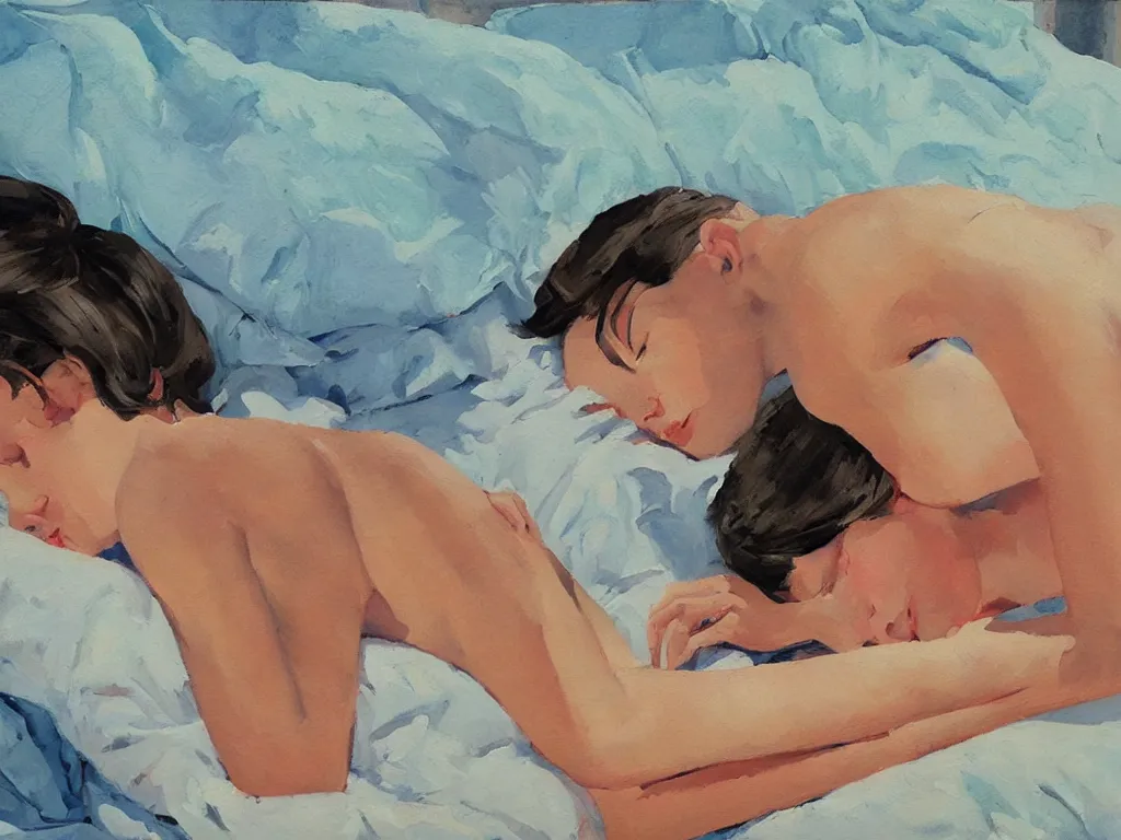 Image similar to sleeping lady in a heatwave, oil painting by coby whitmore