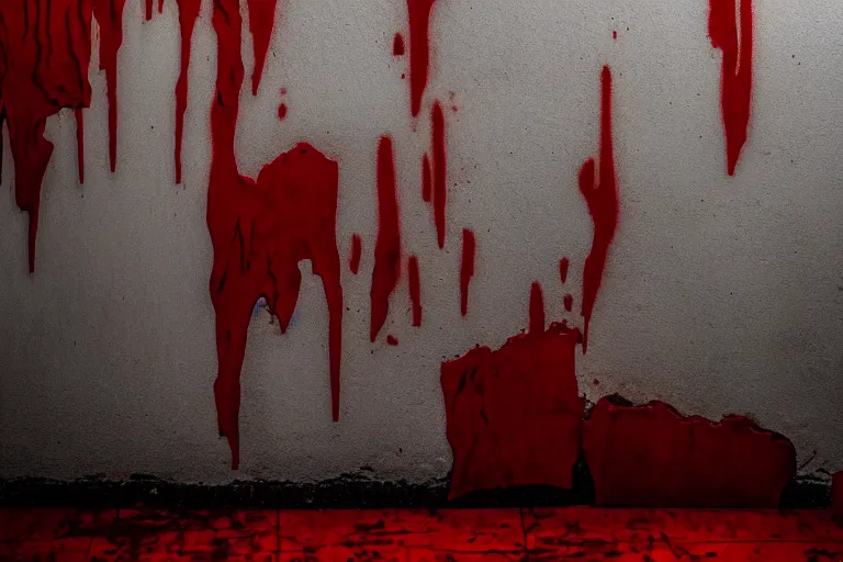 Image similar to wall dripping with blood, dramatic lighting, creepy mood
