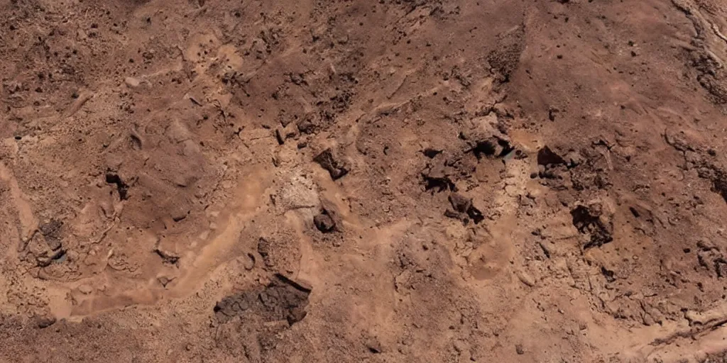 Image similar to giant spaceship 1 0 0 meters around and 1 million years old discovered after the rain washed away the sand and dirt, in a canyon in the utah desert