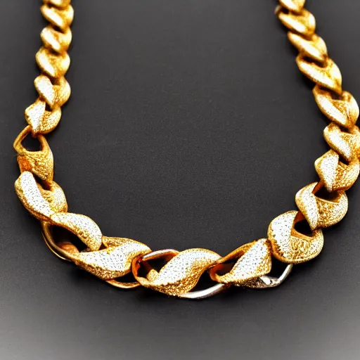 Image similar to a diamond studded gold chain, in hot lava