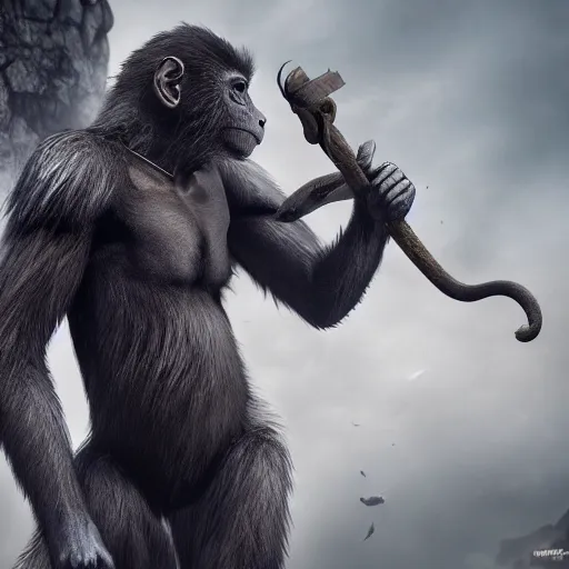 Prompt: a monkey in the style of dark souls, realistic, 8 k, unreal, trending artstation