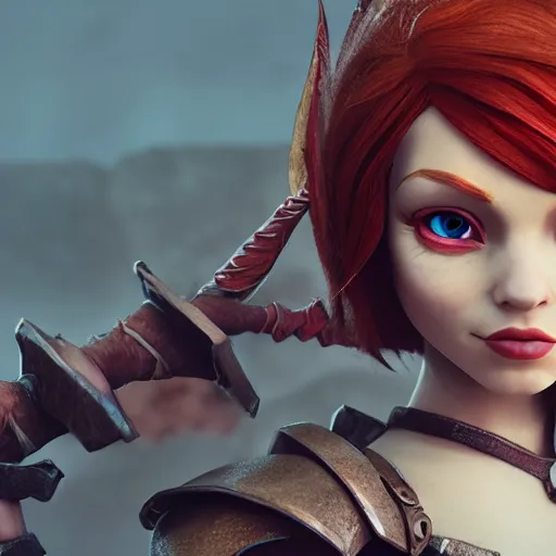 Prompt: beautiful redhead elf, clash royal style characters, unreal engine 5, octane render, detailed, cinematografic, cinema 4 d