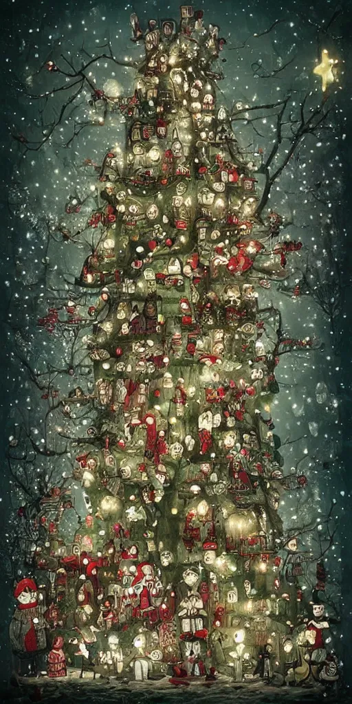 Image similar to a christmas scene by alexander jansson and where's waldo