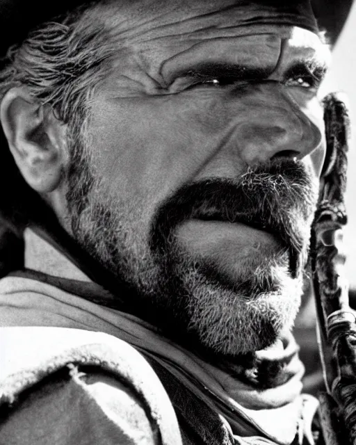 Image similar to film still close up shot of ron perlman in the movie a fistful of dollars. photographic, photography