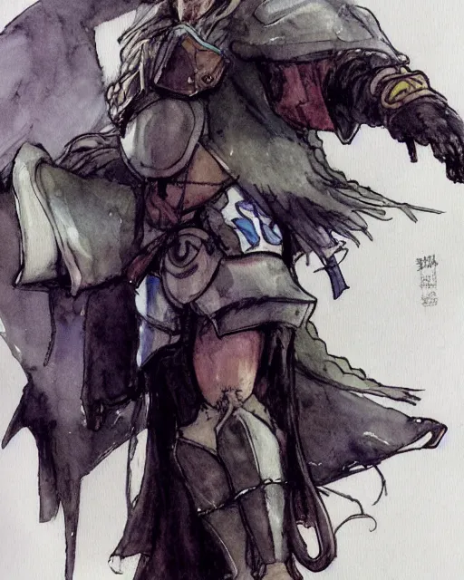 Prompt: Loxodon Druid, drawn by Yoji Shinkawa, water color, Dungeons and Dragons, Wizards of the Coast