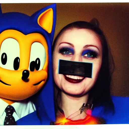 Prompt: polaroid photo of jehovah's witnesses cosplaying sonic characters with makeup, color photo, award winning