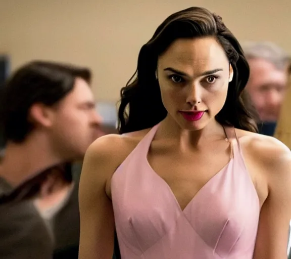 Prompt: Gal Gadot as Margot Robbie in the Wolf of Wall Street