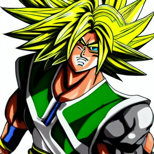 Image similar to highly detailed anime shonen art style of broly by masayoshi tanaka