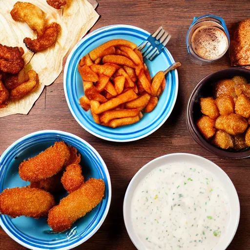 Prompt: fried food set meal