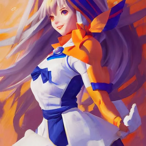 Image similar to greg manchess portrait painting of sailor venus as overwatch character, medium shot, asymmetrical, profile picture, organic painting, sunny day, matte painting, bold shapes, hard edges, street art, trending on artstation, by huang guangjian and gil elvgren and sachin teng