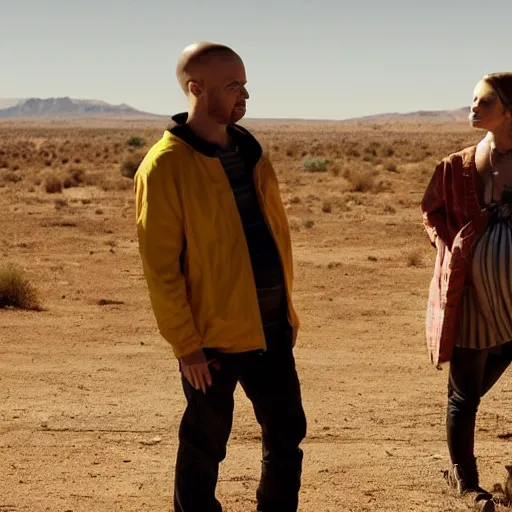 Image similar to jesse pinkman carressing walter white's pregnant stomach