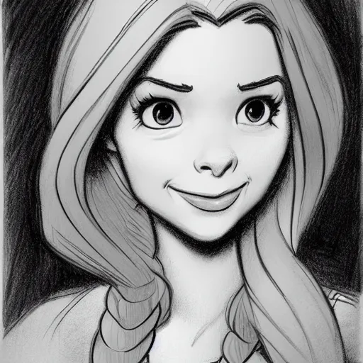 Image similar to milt kahl pencil sketch of chloe grace moretz as snow white