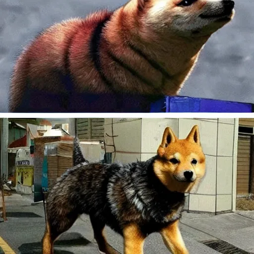 Image similar to doge is godzilla