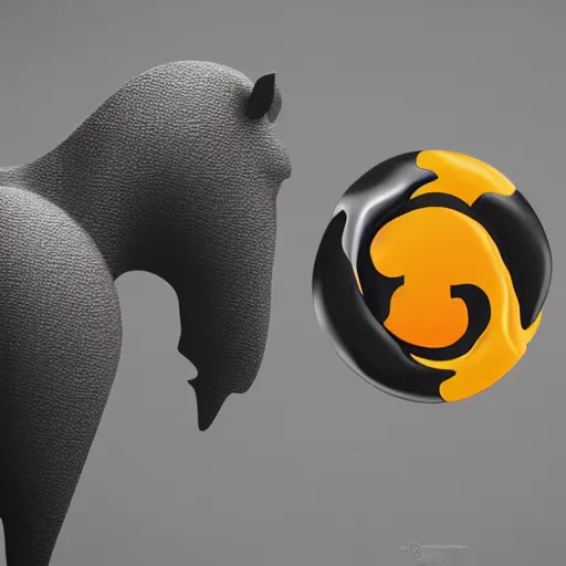 Image similar to one ape and one horse forming the shape of YinYang shaped, super details, conceptual, abstract, artistic