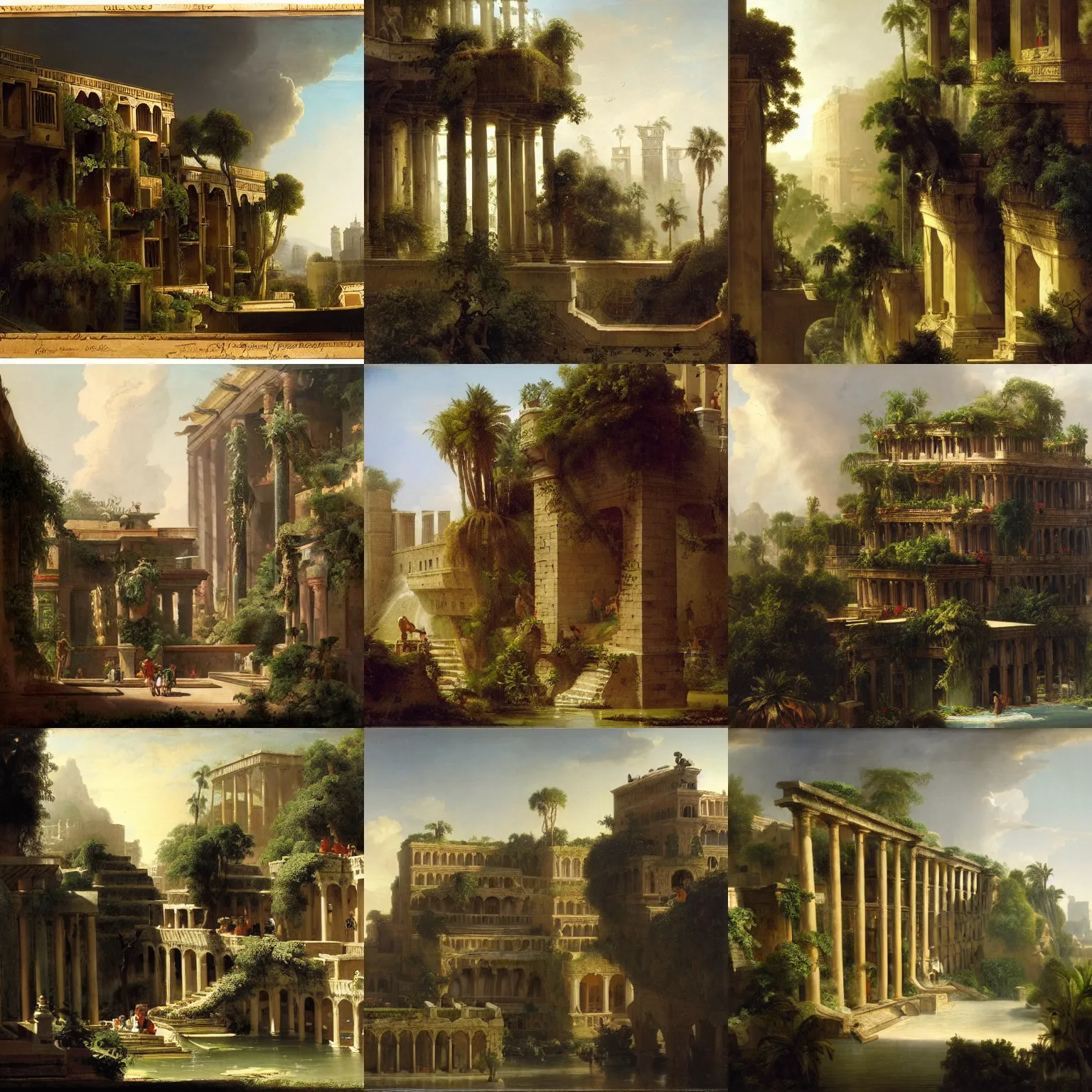 Prompt: Hanging Gardens of Babylon,Hubert Robert