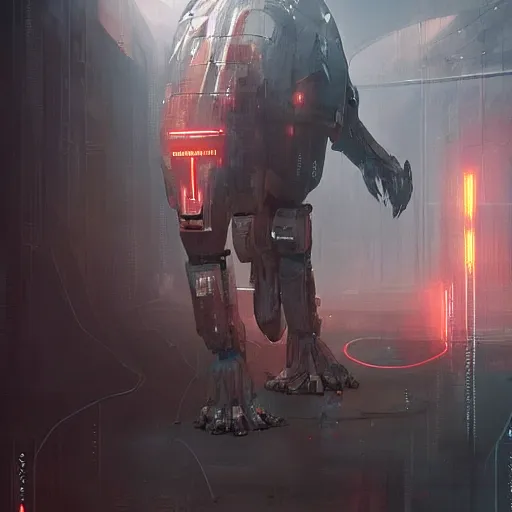 Image similar to the ai upload himself to a human body, sci - fi, cyber punk, greg rutkowski