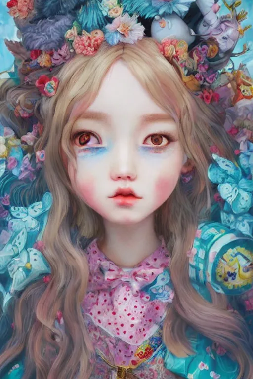 Prompt: Portrait of a doll in alice in wonderland art by Hikari Shimoda, Trending on artstation, artstationHD, artstationHQ, 4k, 8k