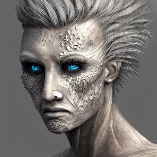 Prompt: a portrait photo of an ice elemental, human features, extremely detailed, beautiful portrait, fantasy art, face mad out of ice, ice person, photorealistic