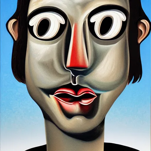 Image similar to George Condo surrealist portrait distorted illustration of a face