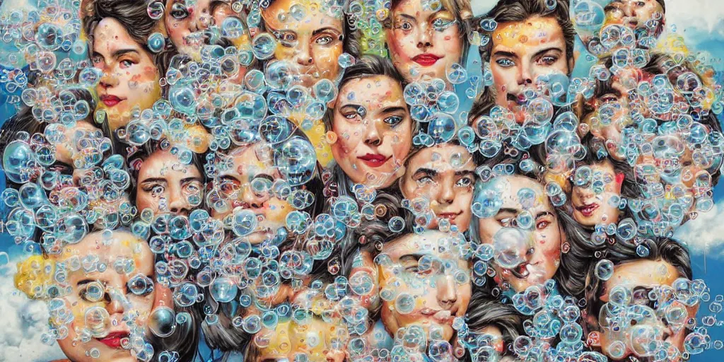 Prompt: multiverse bubbles in the sky, by sandra chevrier