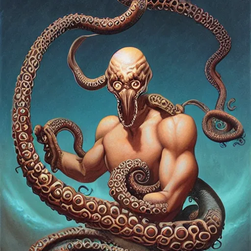 Prompt: portrait of a tentacle warrior, by Gerald Brom