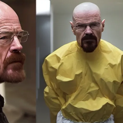 Prompt: walter white meets his doppelganger that don't look like him that much