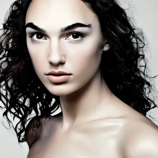 Image similar to a masterpiece portrait photo of a beautiful young woman who looks like an vulcan gal gadot, symmetrical face