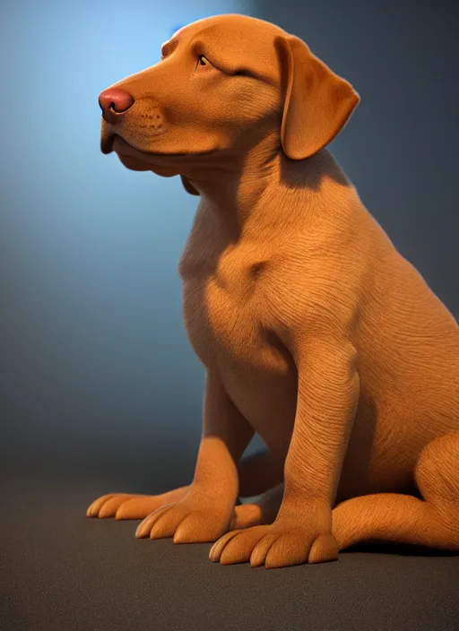 Image similar to chesapeake bay retriever puppy, paul kidby, octane render, highly detailed, rim light, art, cinematic lighting, very coherent, hyper realism, high detail, 8 k