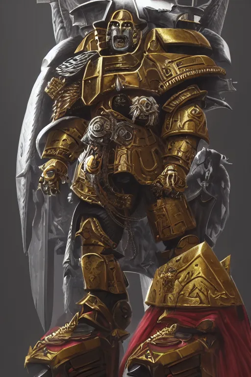 Image similar to armor portrait heros warhammer 4 0 k horus heresy fanart - the primarchs emperor by johannes helgeson animated with vfx concept artist & illustrator global illumination ray tracing hdr fanart arstation zbrush central hardmesh 8 k octane renderer comics stylized