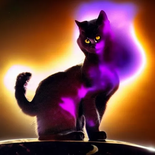 Prompt: A cat shaped purple nebula, high quality image taken by James Webb telescope