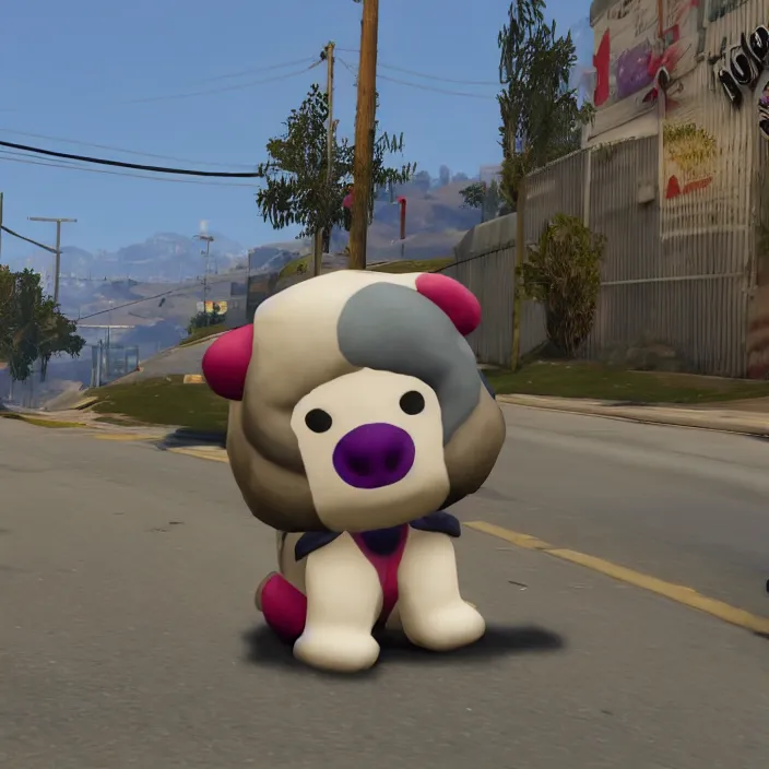 Prompt: Beanie Boo in GTA V, gameplay screenshot