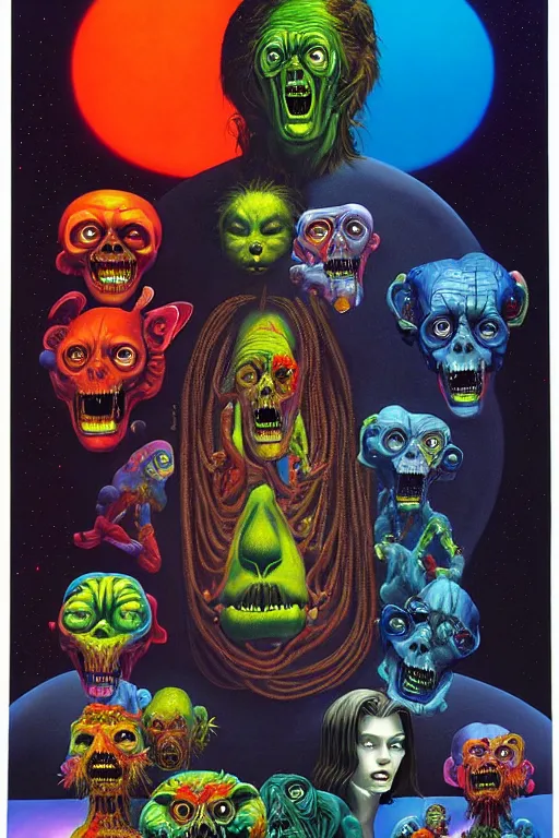 Image similar to a hyperrealistic painting of a cinematic space opera horror by chris cunningham, lisa frank, richard corben, highly detailed, vivid color,