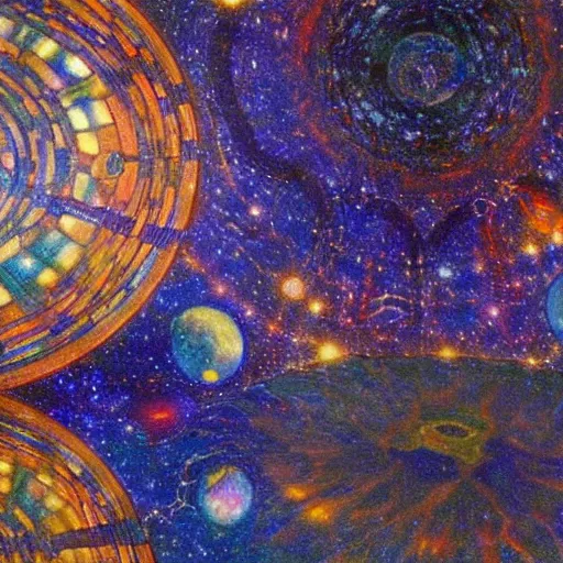 Prompt: Liminal space in outer space by Louis Comfort Tiffany