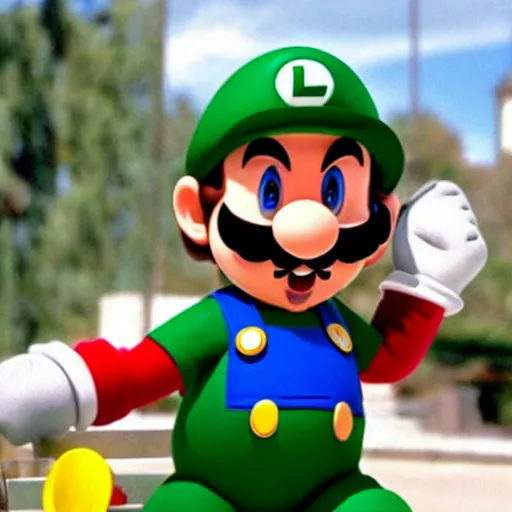 Image similar to johnny depp as luigi in a super mario bros movie