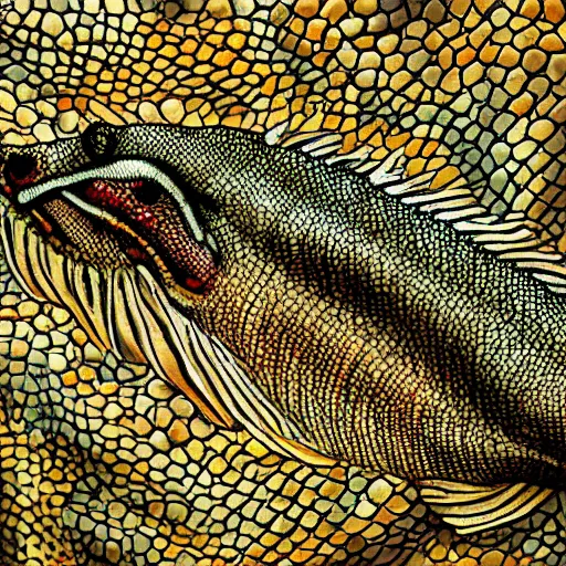 Image similar to close up game texture of scale reptile dragon fish