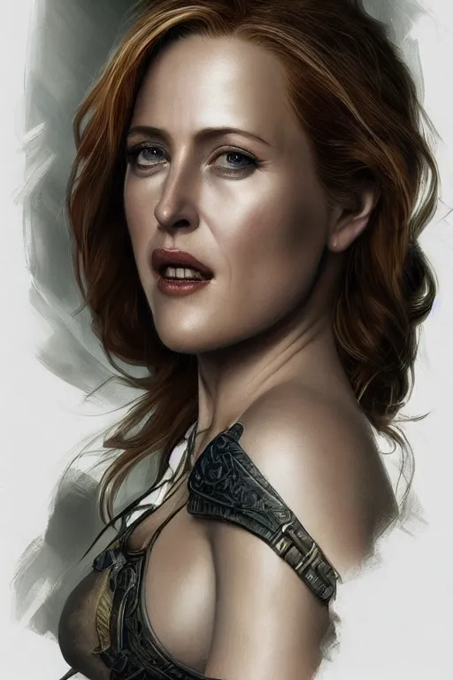 Image similar to young Gillian Anderson as a ruggedly handsome heroine, intricate, elegant, highly detailed, centered, digital painting, artstation, concept art, smooth, sharp focus, illustration, art by artgerm and donato giancola and Joseph Christian Leyendecker, Ross Tran, WLOP