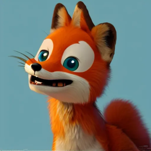 Image similar to a furry fox fursona, pixar style