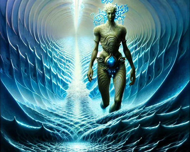 Image similar to the army of water and the ocean, fantasy character portrait made of fractals facing each other, ultra realistic, wide angle, intricate details, the fifth element artifacts, highly detailed by peter mohrbacher, hajime sorayama, wayne barlowe, boris vallejo, aaron horkey, gaston bussiere, craig mullins