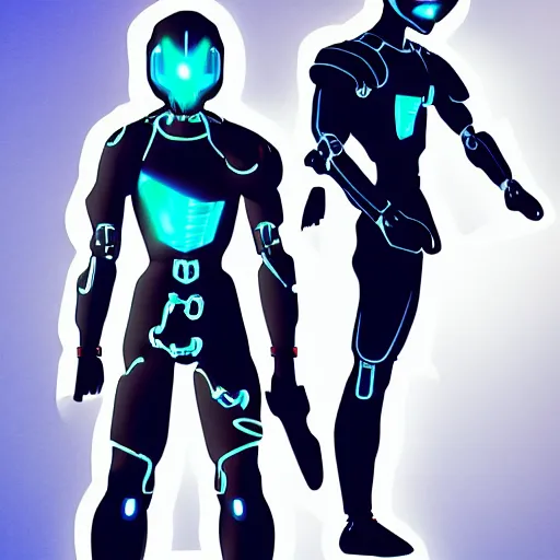 Image similar to anime style, cybernetic full body pose, teenager, dynamic lighting, tint grey background