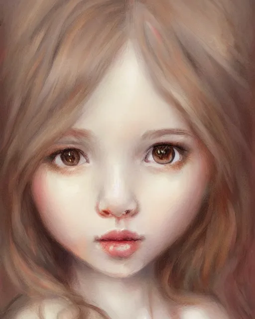 Image similar to portrait of a cute girl painted by Nicoletta Ceccoli, detailed, award winning, digital painting, artstation, concept art, smooth, sharp focus, illustration,