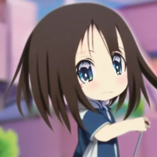 Image similar to character portrait of a singular kawaii chibi in the sytle of kyoto animation, in simple background