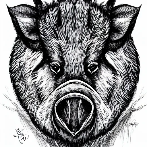 Image similar to portrait of serious wild boar, cartoon, mystical, rpg character, d & d, humblewood art style, concept art, fantasy