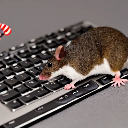 Image similar to a real mouse on a keyboard