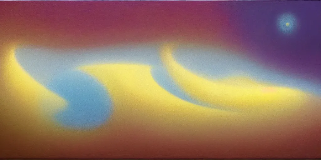 Image similar to the inner structure of quantum reality waves. Oil on canvas. Modern painting. Agnes Pelton. Zao Wou-ki.