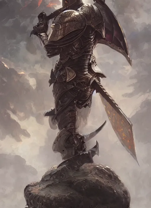 Image similar to portrait of a draconic knight, holding a claymore, victorian, concept art, detailed face, fantasy, close up face, highly detailed, cinematic lighting, digital art painting by greg rutkowski