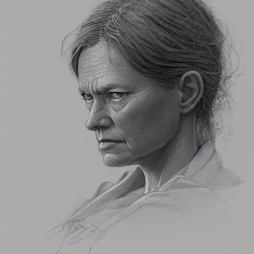 Image similar to ruth from ozark, character portrait, concept art, intricate details, highly detailed by greg rutkowski, michael whelan and gustave done